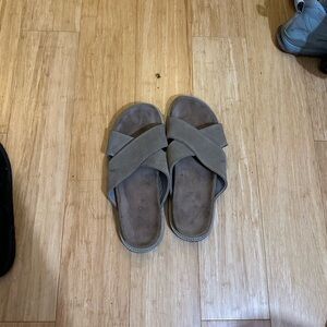 All Saints Beige Cross Strap Sandals